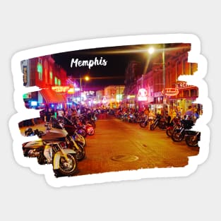 Photography of Beale Street Memphis Tennessee skyline blue clouded sky USA city break Sticker